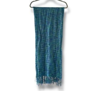 Mucros Weavers Ireland Mohair Blend Blue Green Woven Scarf 74 In Classic Spring
